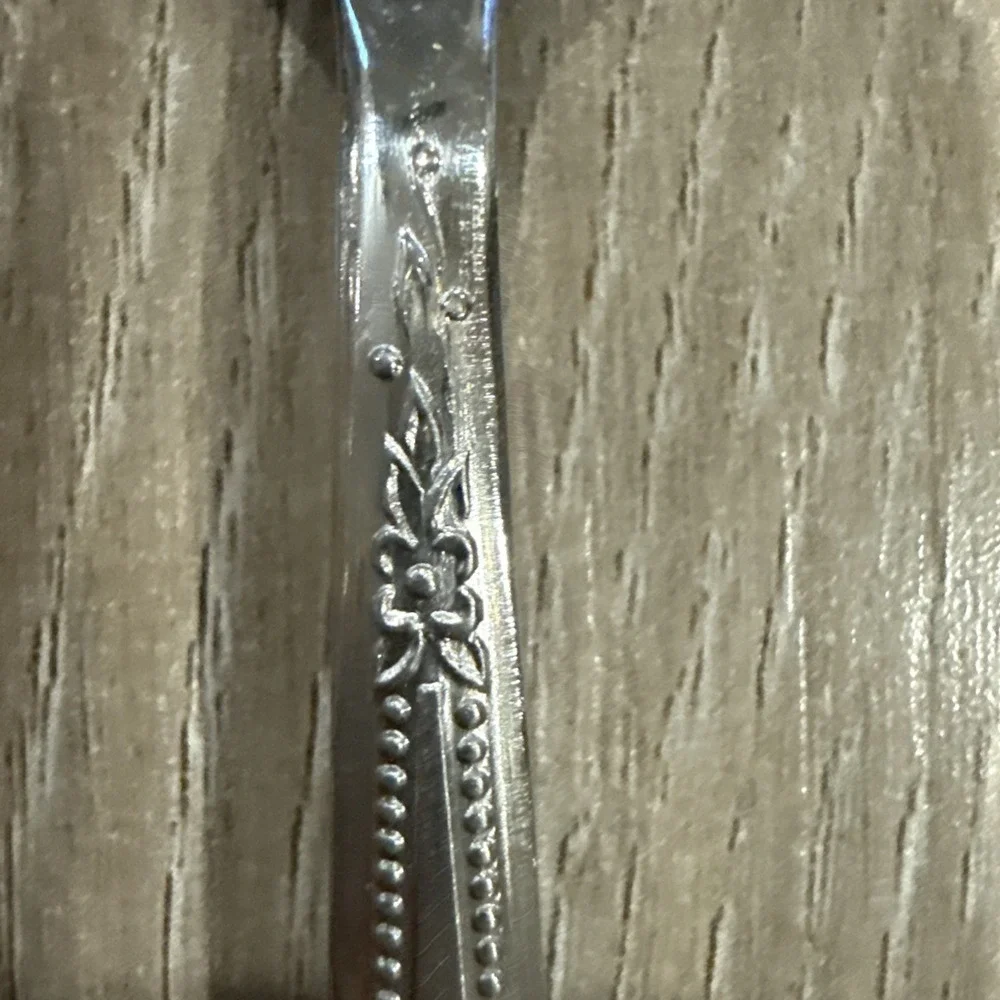 6 Pcs Oval Place Spoons Vanity‎ Stainless Beaded Outline Stanley Roberts